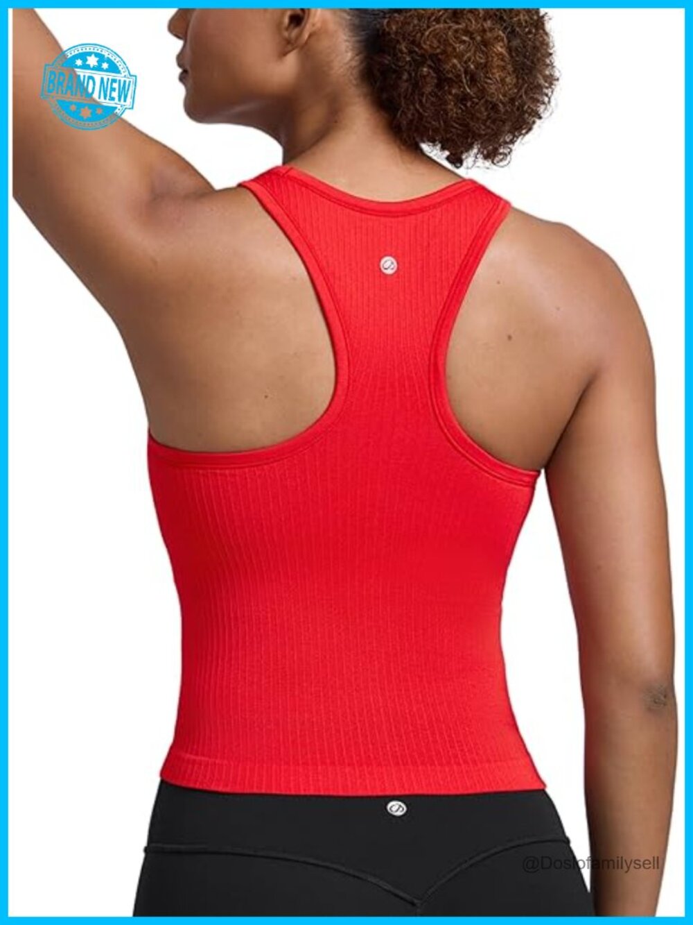 Seamless Ribbed High Neck Crop Tank Top with Built-in Bra